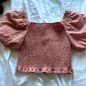Plaid smocked top